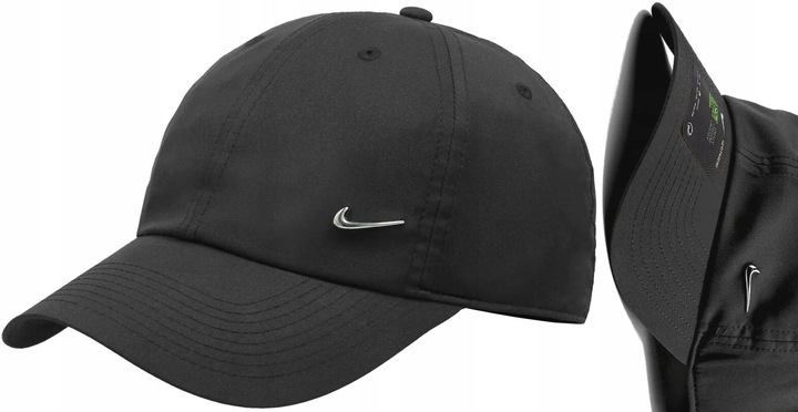 CZAPKA MĘSKA NIKE METAL Z DASZKIEM SWOOSH CZARNA BEJSBOLÓWKA METALOWE