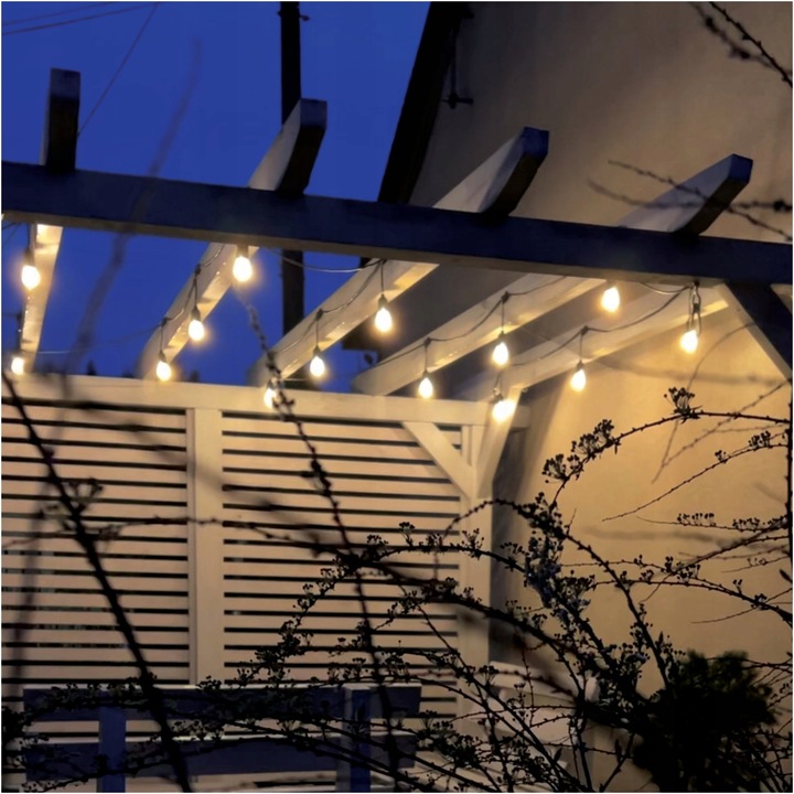 Girlanda Ogrodowa Świetlna 10m + 10x Żarówka LED 1W 2700K Zewnętrzna IP65