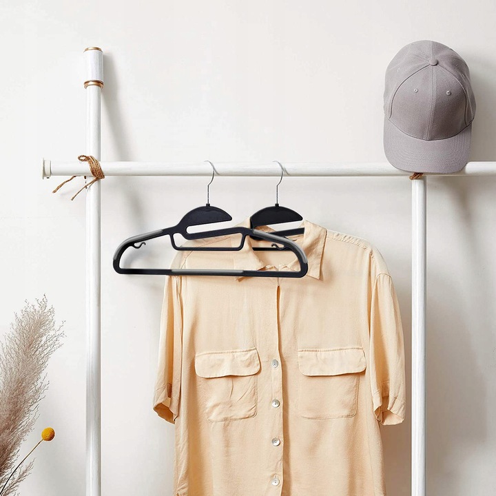 WIESZAK LOFTOWY NA UBRANIA ODZIEŻ WIESZAKI ANTYPOŚLIZGOWE CZARNE MOCNE