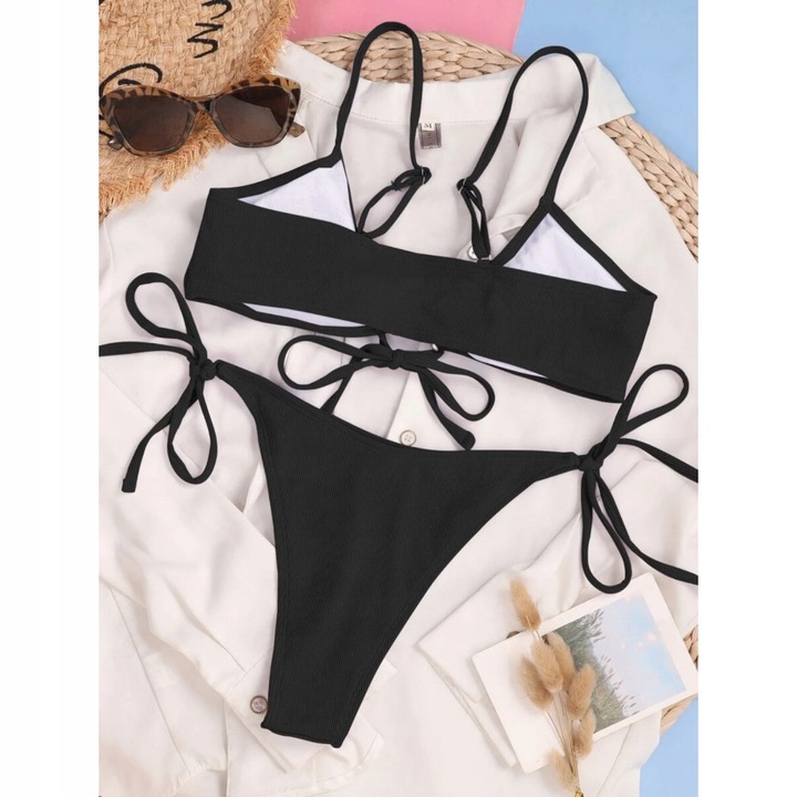 STRÓJ KĄPIELOWY DWUCZĘŚCIOWY SEKSOWNY KOSTIUM DAMSKI BIKINI WIĄZANIE BOHO M