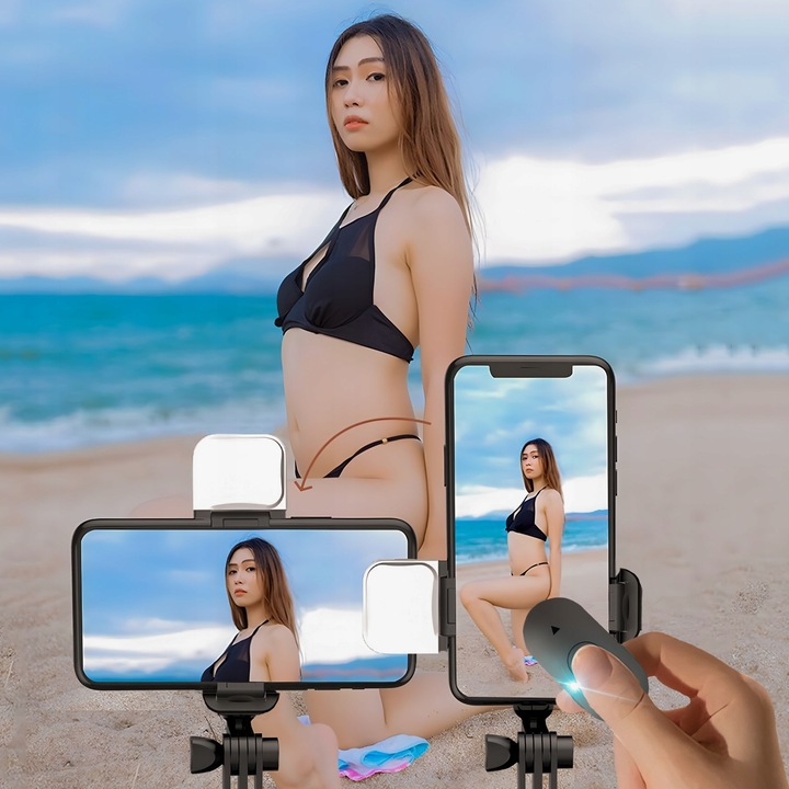 SELFIE STICK STATYW KIJEK DO TELEFONU Z PILOTEM LAMPA LED BLUETOOTH TRIPOD