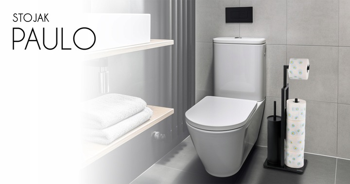 Stojak na papier toaletowy z uchwytem i szczotka do WC czarny loft