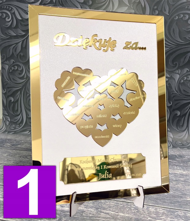 Podziękowanie dla Chrzestnych Dziadków Rodziców Prezent obraz 3D