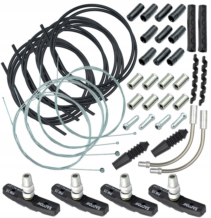 MAXI zestaw linki pancerze końcówki na cały rower