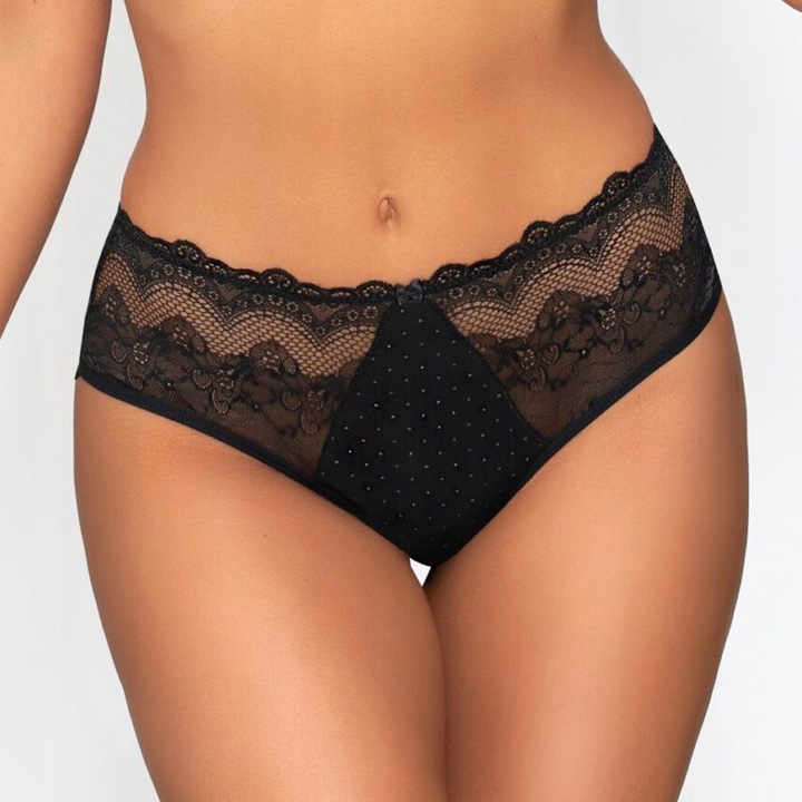Figi Brazyliany z Ozdobnym Tyłem Zmysłowe Koronkowe Kobiece Czarne M