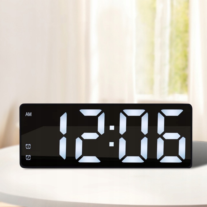 BUDZIK ZEGAR ELEKTRONICZNY LED GŁOŚNY STOJĄCY TEMPERATURA DATA + KABEL