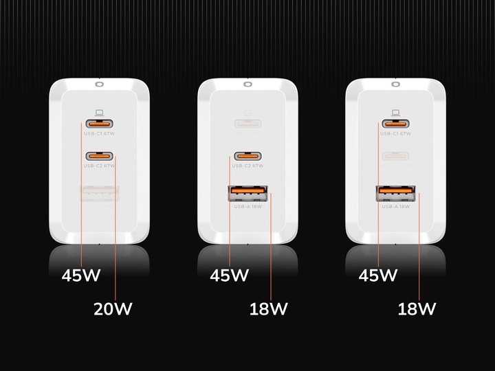 SZYBKA ŁADOWARKA USB C UNIWERSALNA 3x USB 67W 65W TYP C + KABEL USB C 100W