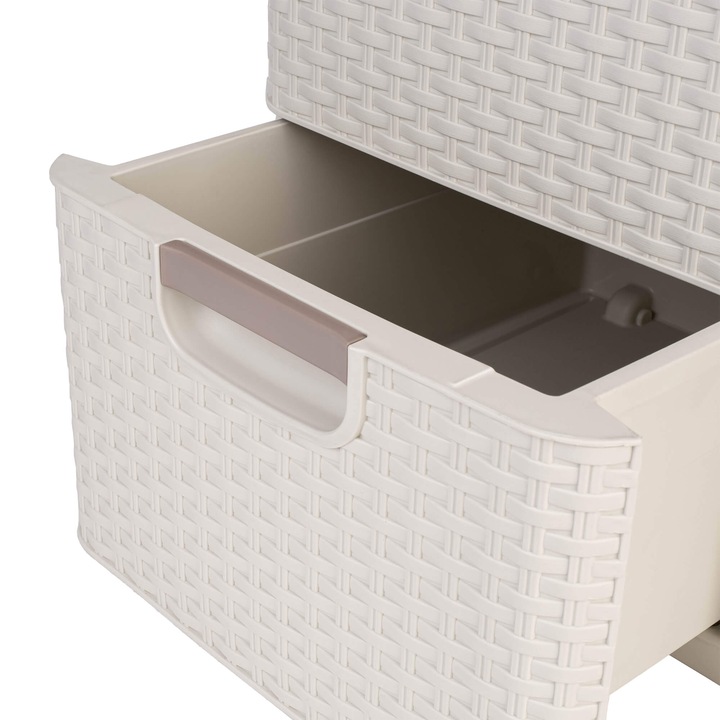 CURVER REGAŁ Z 4 SZUFLADAMI SZAFKA KOMODA ŁAZIENKOWY RATTAN KREMOWY