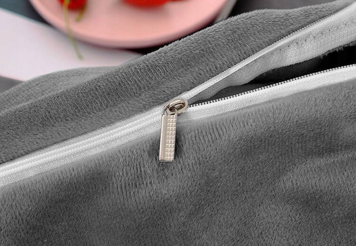 Pościel 200x220 pluszowa polarowa gładka miś kolory zimowa ciepła grafit