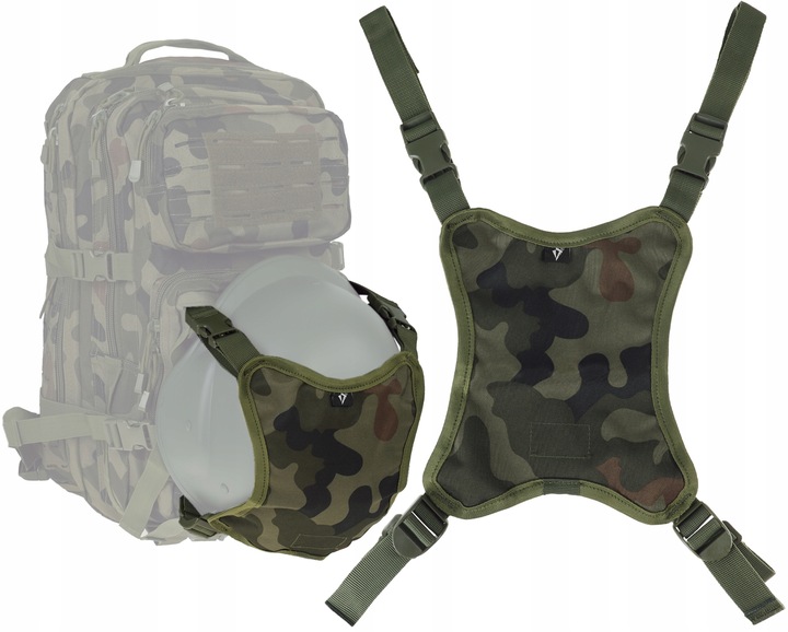 UCHWYT NA HEŁM KASK OCHRONNY KARIMATĘ ŚPIWÓR NOSZAK NA PLECAK PL CAMO wz.93