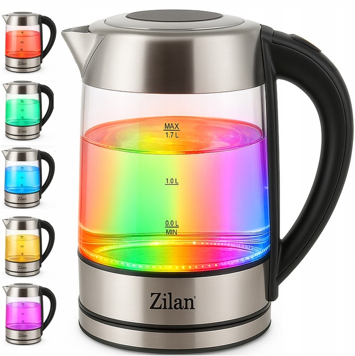 CZAJNIK ELEKTRYCZNY SZKLANY LED Z REGULACJĄ TEMPERATURY 2200W