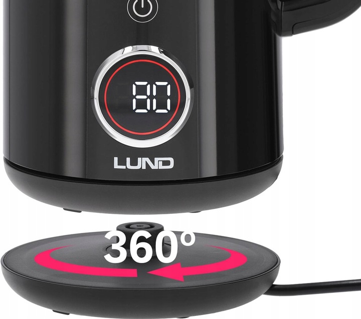 CZAJNIK ELEKTRYCZNY LUND 2200W 1,7L CZARNY Z REGULACJĄ TEMPERATURY