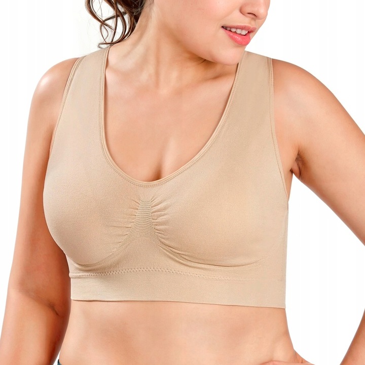 XL 3-pak Biustonoszy Bezszwowych bez Zapięć i Fiszbin z Push-up Wkładkami