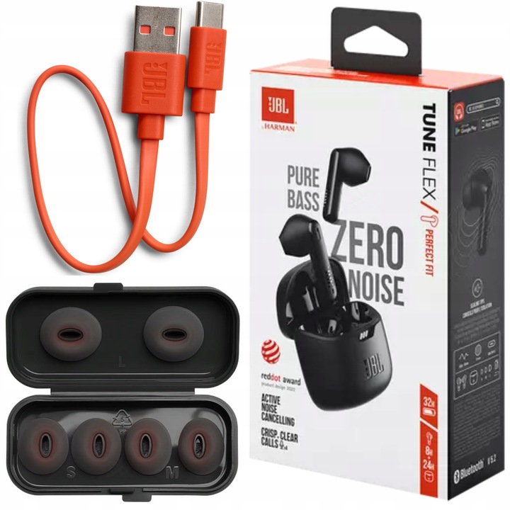 SŁUCHAWKI BEZPRZEWODOWE JBL TUNE FLEX DOUSZNE ANC 4 MIKROFONY BLUETOOTH