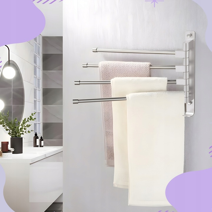 WIESZAK NA RĘCZNIKI ŁAZIENKOWY OBROTOWY ALUMINIOWY ŚCIENNY DO ŁAZIENKI
