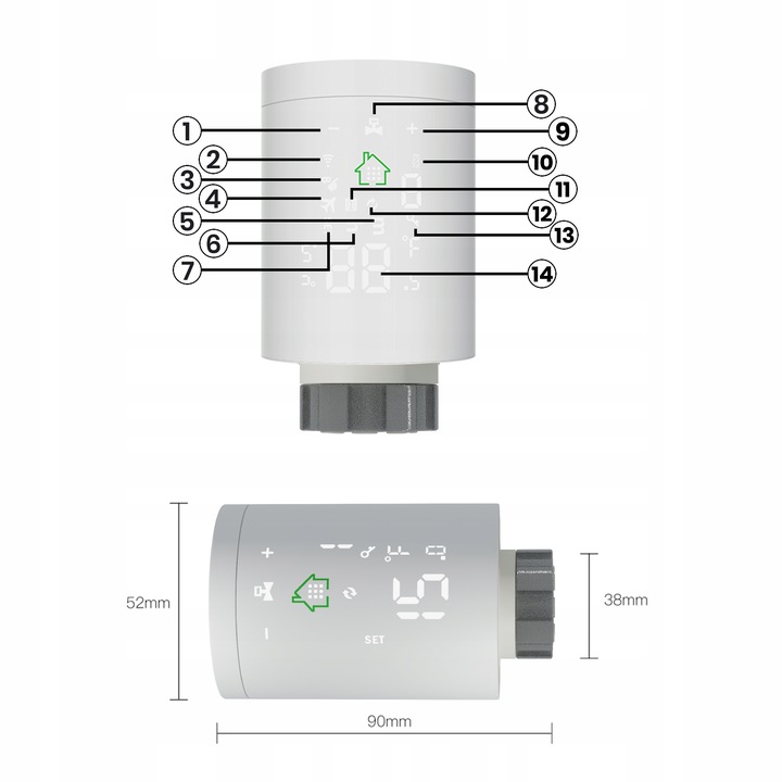Głowica Termostatyczna Grzejnika Termostat Sterownik SMART Zigbee 3.0 Tuya