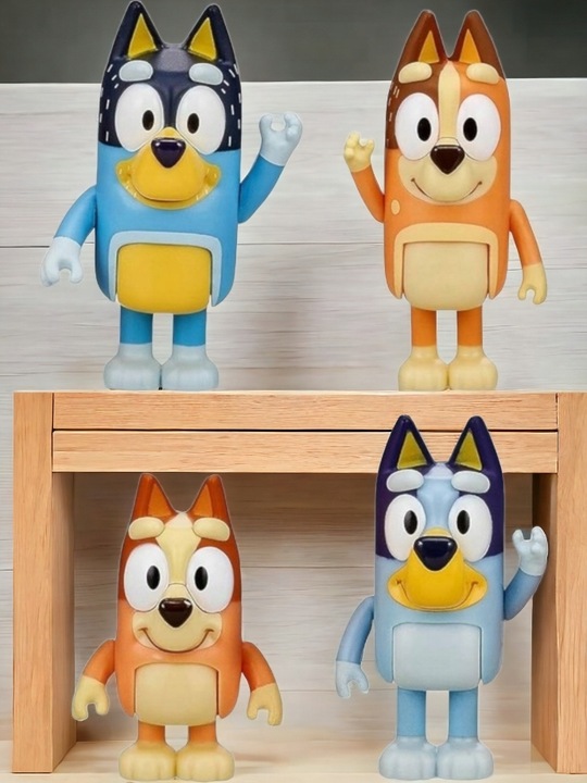 Zestaw Figurek z Bajki BLUEY & FAMILY RODZINA BINGO RADOSNA ZABAWA 4 SZT