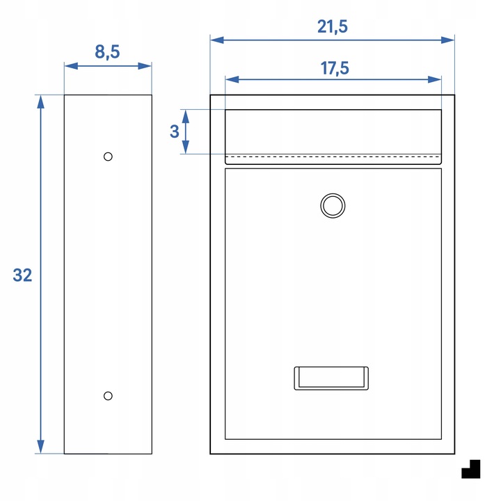 SKRZYNKA NA LISTY Z NUMEREM DOMU | POCZTOWA | A4 | ANTRACYT RAL7016 |