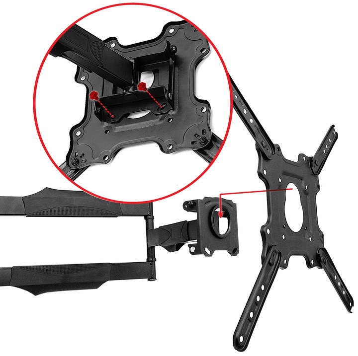 UCHWYT DO TELEWIZORA 26-55 CALI OBROTOWY DŁUGIE RAMIĘ 72CM REGULOWANY