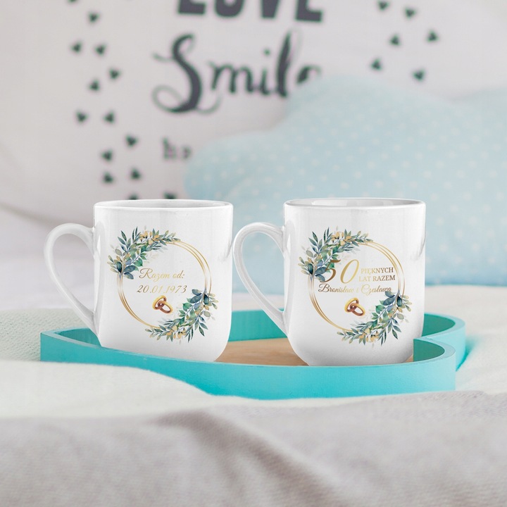 Prezent na Rocznicę Ślubu 50 40 25 Zestaw Kubków Dwa Kubki z Imionami