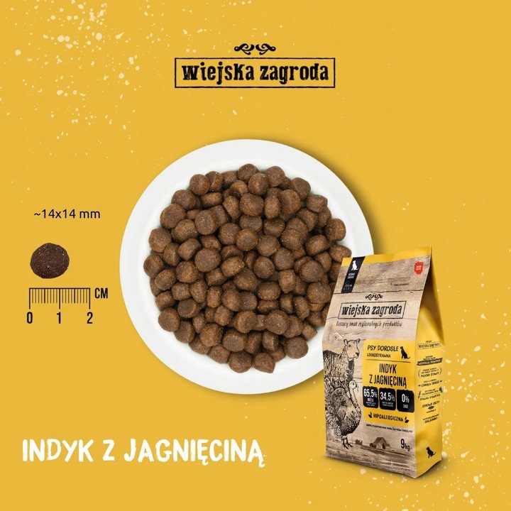 Wiejska Zagroda Karma sucha dla psa INDYK z JAGNIĘCINĄ Średnie rasy M