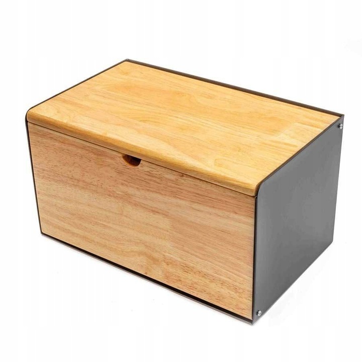 Chlebak Stalowo Bambusowy Pojemnik na Pieczywo Nowoczesny Design