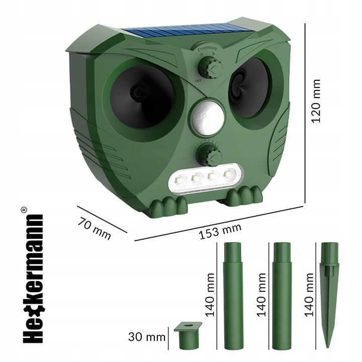 ODSTRASZACZ ULTRADŹWIĘKOWY ZWIERZĄT GRYZONI KOTÓW PSÓW DZIKÓW PTAKÓW