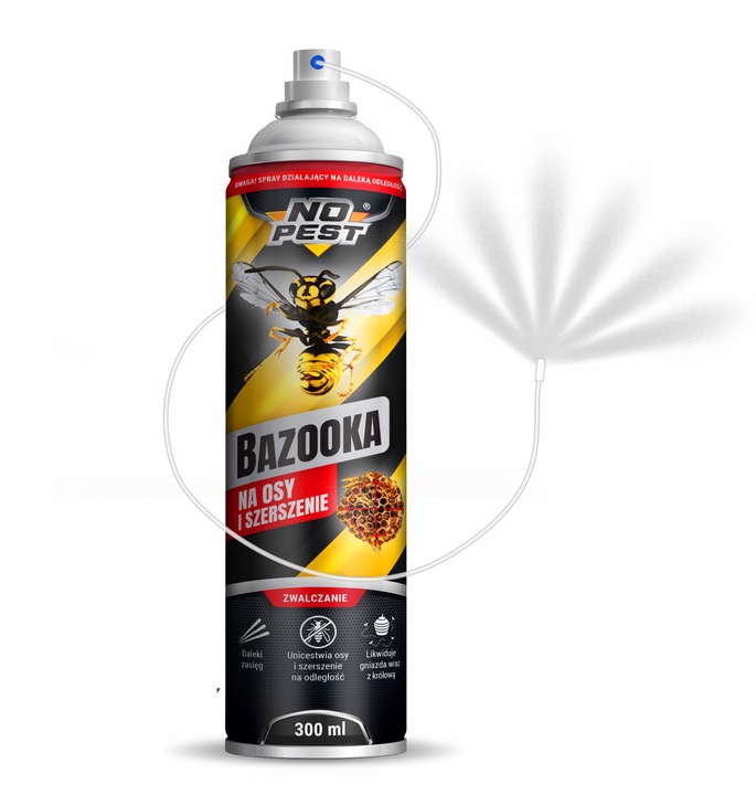 SILNY SPRAY PREPARAT OPRYSK ŚRODEK NA OSY SZERSZENIE GNIAZDA BAZOOKA