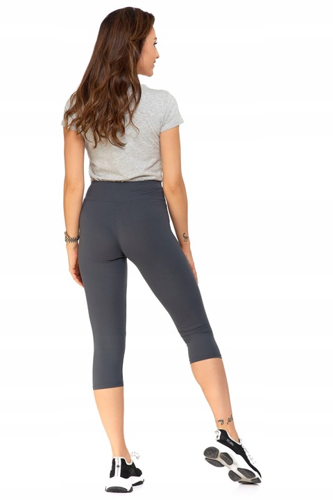 LEGGINSY DAMSKIE RYBACZKI 3/4 Z WYSOKIM STANEM ELASTYCZNE SZARE MORAJ L/XL