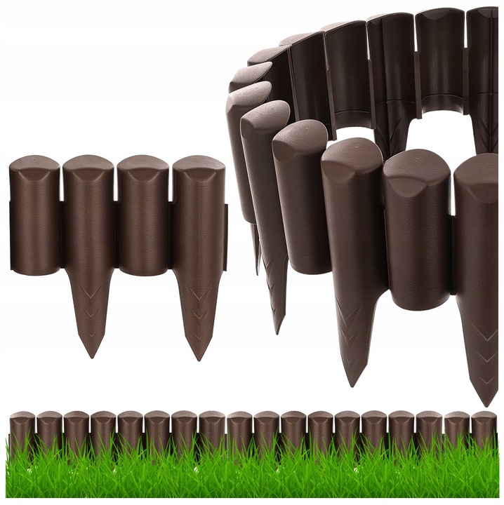 PALISADA OGRODOWA - UV- WYSOKA Wytrzymała Płotek Ogrodowy Obrzeże - Brązowa