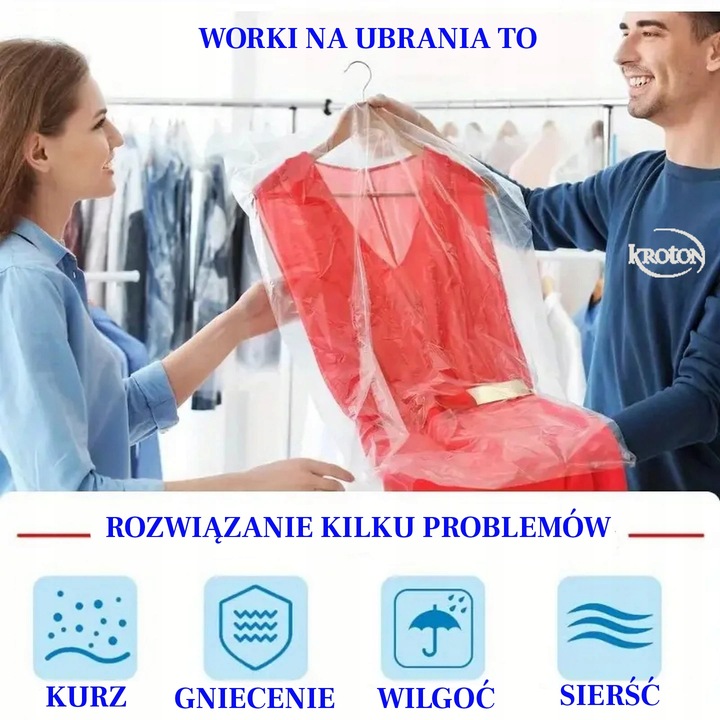 WORKI FOLIOWE NA UBRANIA-skosy- 60 X 100 - 100 szt PRZEZROCZYSTE-WYTRZYMAŁE