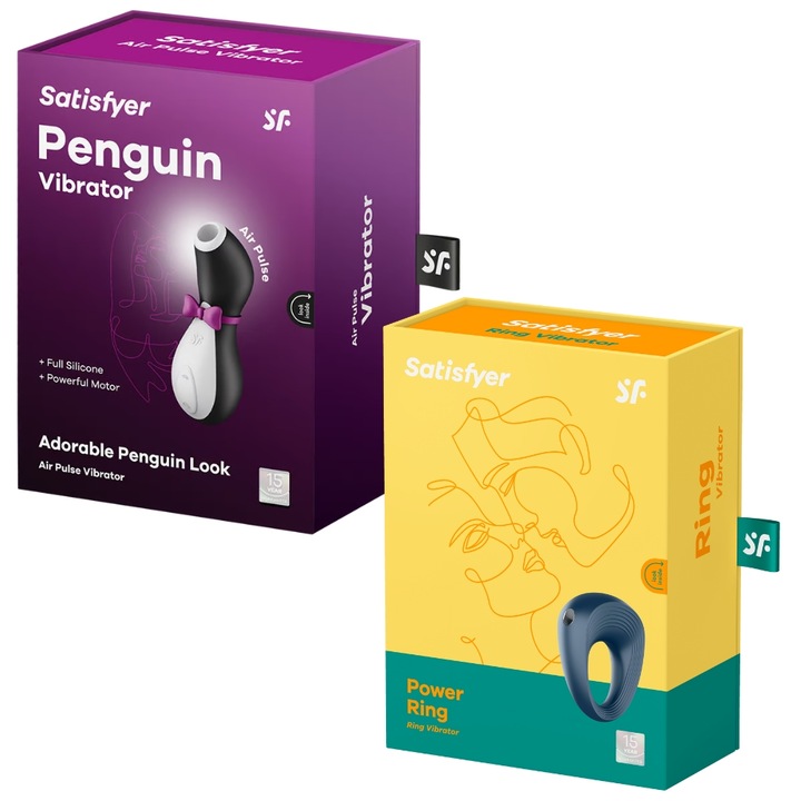 Masażer pingwinek Satisfyer Penguin + pierścień Power Ring zestaw dla par