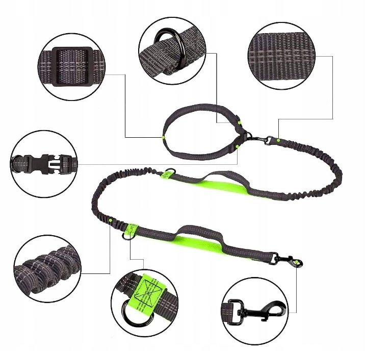 Smycz elastyczna do biegania z psem pas 2m U001