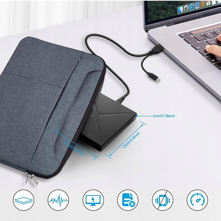 NAPĘD CD DVD +/-RW ZEWNĘTRZNY USB 3.0 NAGRYWARKA CD PRZENOŚNY ODTWARZACZ
