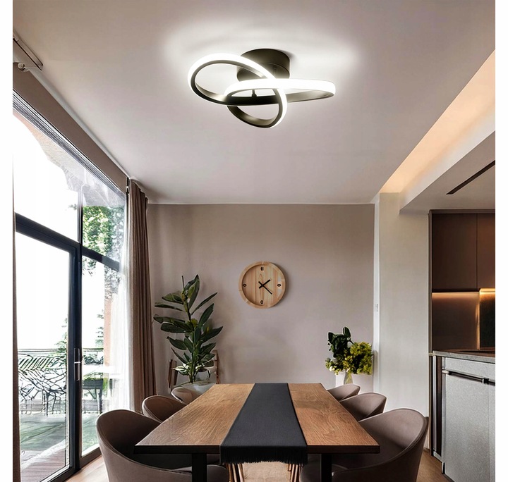 Lampa Sufitowa LED PLAFON Żyrandol 24W Barwa Neutralna Czarna do