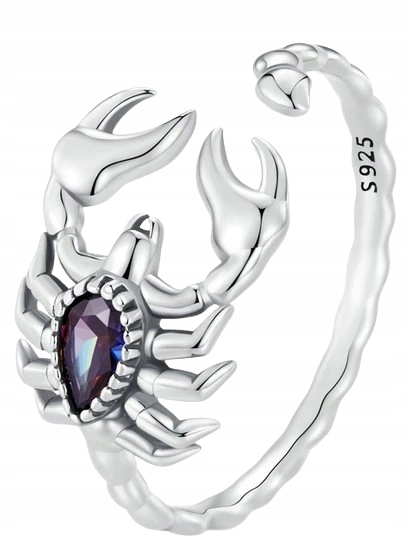 Srebrny pierścionek SKORPION cyrkonie regulowany s925 +pudełko