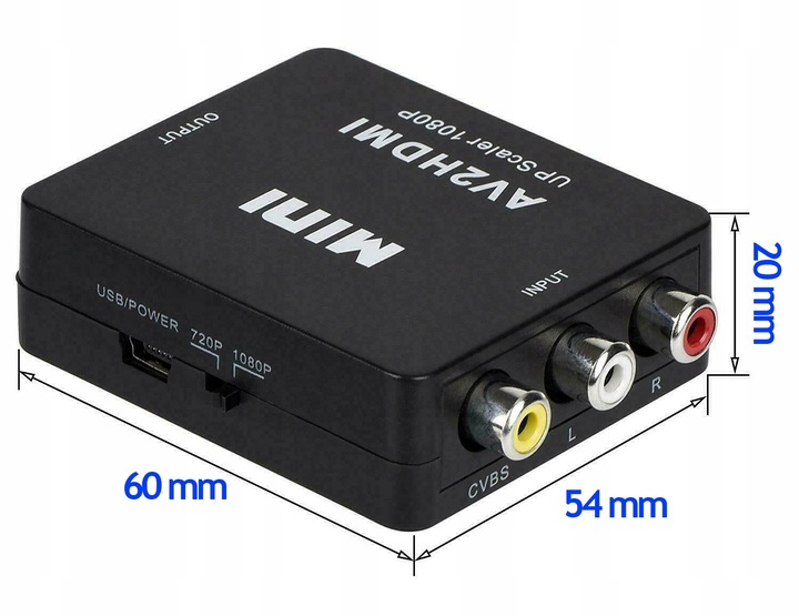 ADAPTER AV RCA DO HDMI KONWERTER CINCH CVBS 1080P RCA - HDMI