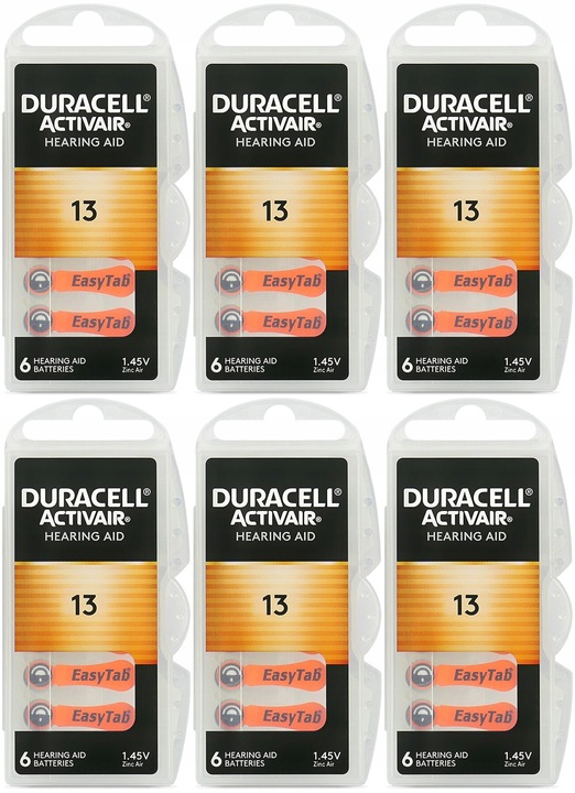 36x BATERIE DO APARATÓW SŁUCHOWYCH DURACELL ACTIVAIR TYP 13
