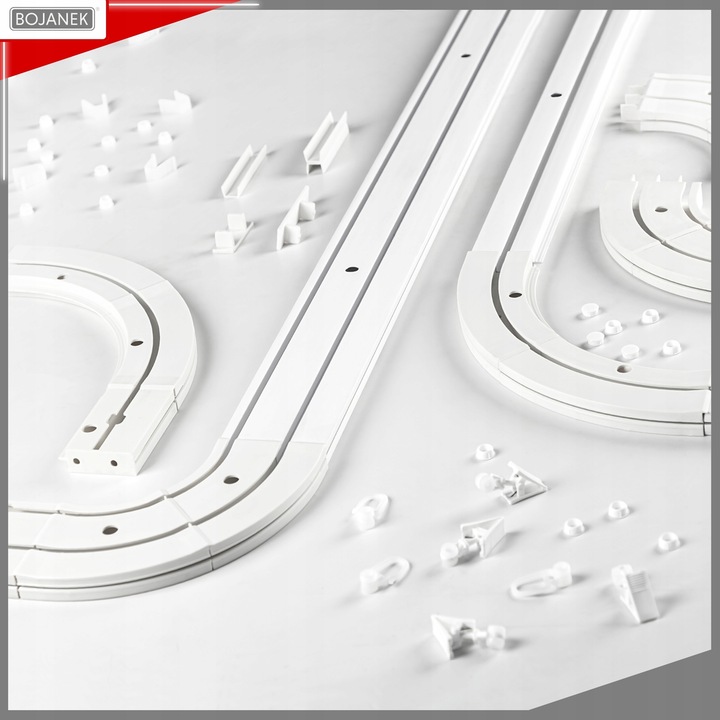 KARNISZ Podwójny z Maskownicą Szyna Sufitowa PCV Biała 300cm z Osłoną