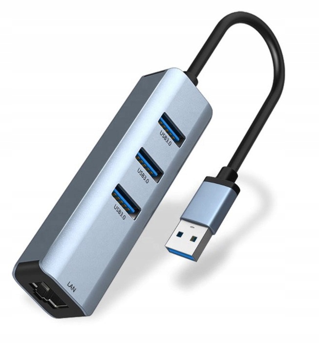 KARTA SIECIOWA HUB Zewnętrzna 3x USB 3.0 GIGABIT Ethernet LAN 1000Mbs RJ-45