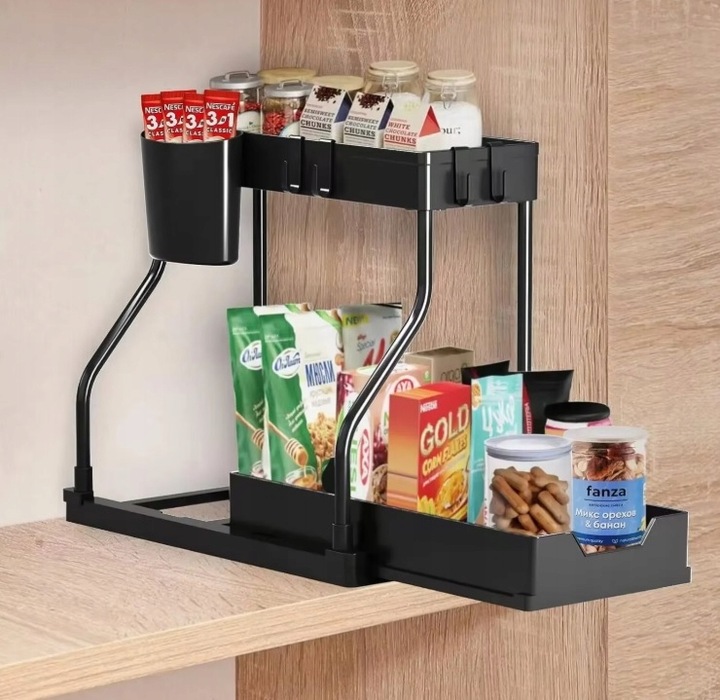 ORGANIZER POD ZLEW 2 POZIOMOWY WYSUWANA PÓŁKA STOJAK REGAŁ DO KUCHNI