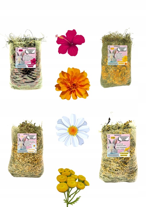 SIANKO Z KWIATAMI DLA KRÓLIKA I GRYZONIA ŚWIEŻE PACHNĄCE KWIATY 4 KG ZESTAW