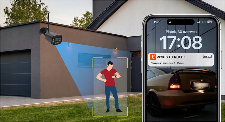 BEZPRZEWODOWA KAMERA ZEWNĘTRZNA WIFI IP 4Mpx CZARNA TUBA APLIKACJA TUYA DVS