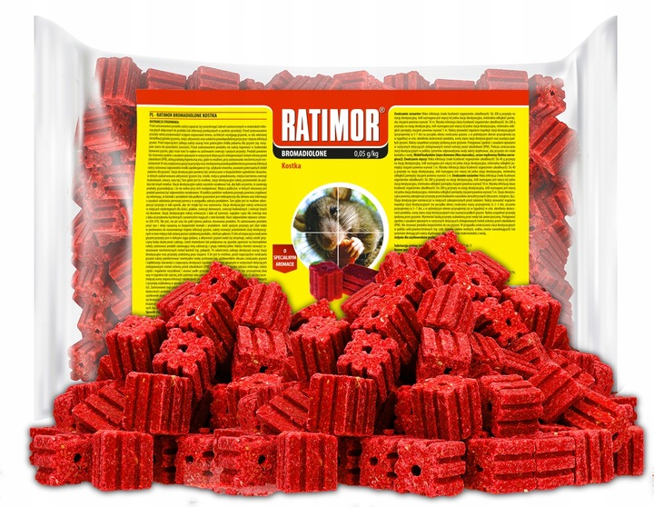 RATIMOR NA MYSZY I SZCZURY KOSTKA 1,5KG BROMADIOLONE