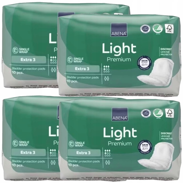 WKŁADKI podpaski 4x10szt UROLOGICZNE na nietrzymanie moczu ABENA EXTRA