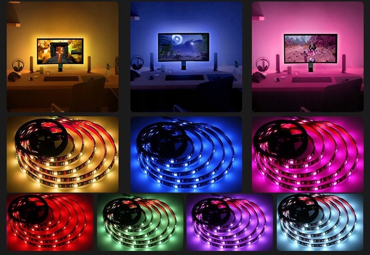 Taśma LED TV Telewizora Podświetlenie RGB USB Pilot Aplikacja
