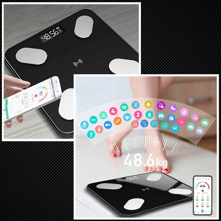 WAGA ŁAZIENKOWA ANALITYCZNA SLIM 180KG SMART+ 31w1 ANDROID iOS
