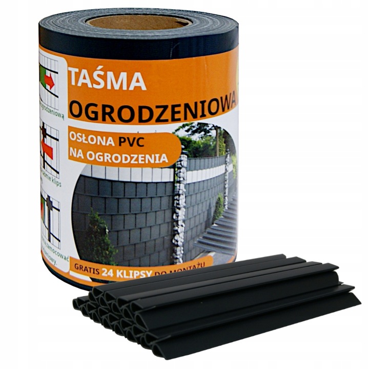 TAŚMA OGRODZENIOWA OSŁONA NA OGRODZENIE PŁOT +UV 24KLIPSY 19cmx35m