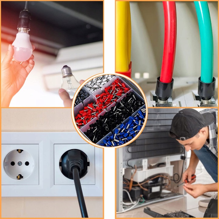 PRASKA ZACISKARKA DO KONEKTORÓW KOŃCÓWEK KABLI PRZEWODÓW + 1200 SZT