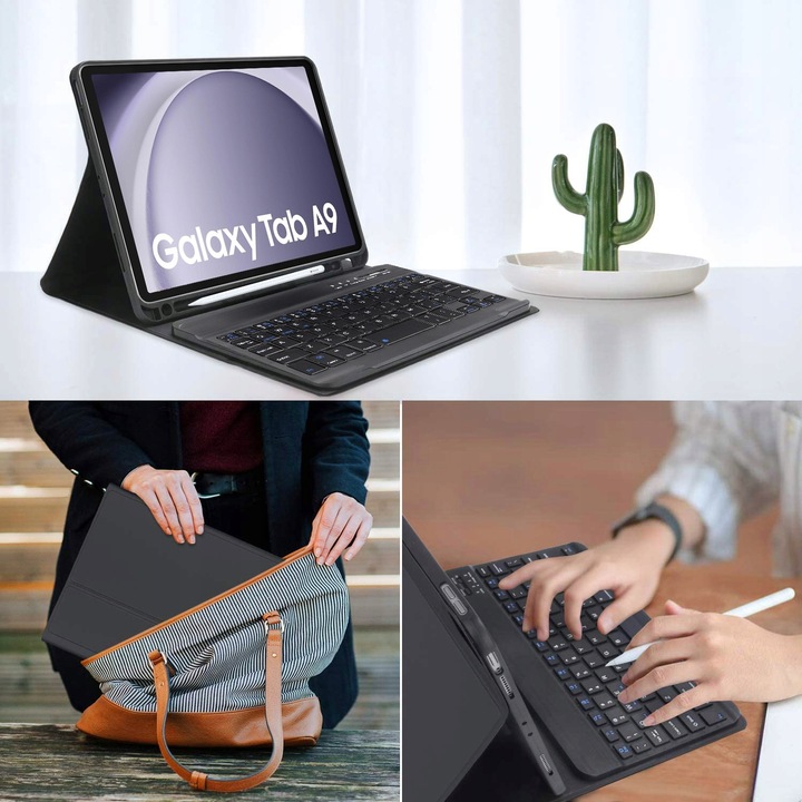 ETUI I KLAWIATURA DO SAMSUNG GALAXY TAB A9 8.7" 2023 SM-X110 SM-X115 CZARNY